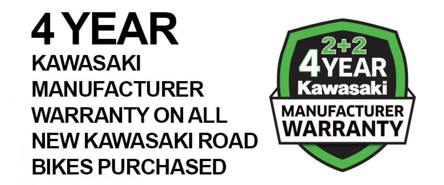 Enjoy four years warranty with all new Kawasaki’s!