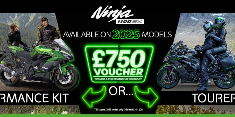 Make the 2025 Ninja 1100SX yours complete with a £750 accessory voucher