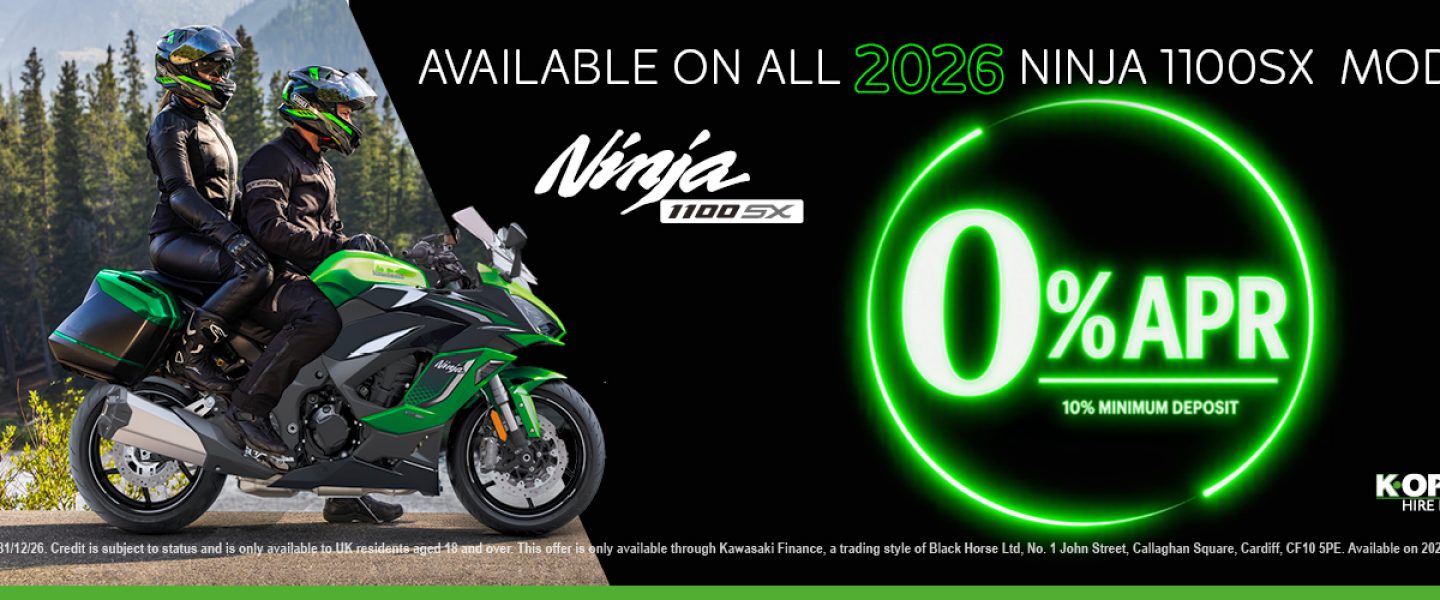 Ride away on a 2026 Ninja 1100SX with 0% finance!