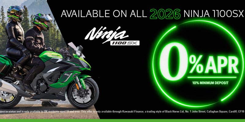Ride away on a 2026 Ninja 1100SX with 0% finance!