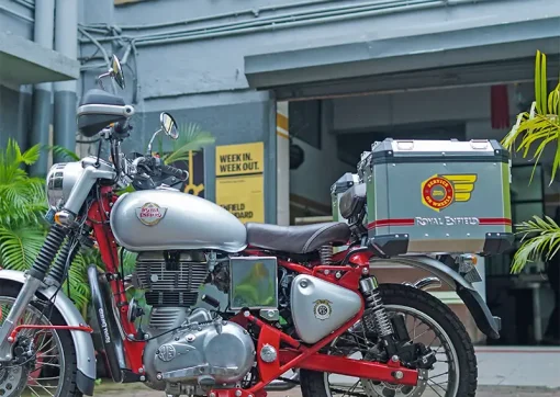 Royal Enfield store with motorcycle out front